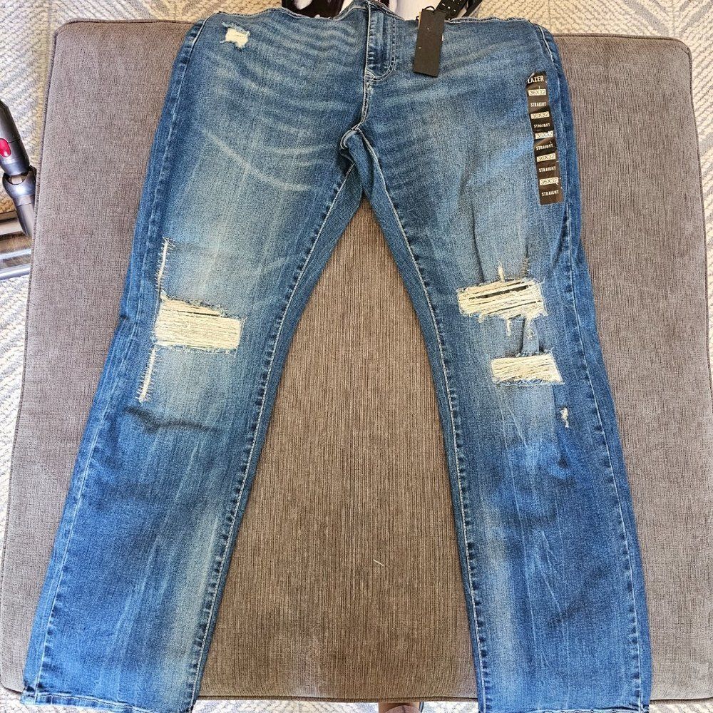 Lazer Men's Straight Leg Opening Regular Fit Blue Distressed Jeans Size 36x32 - Picture 9 of 14